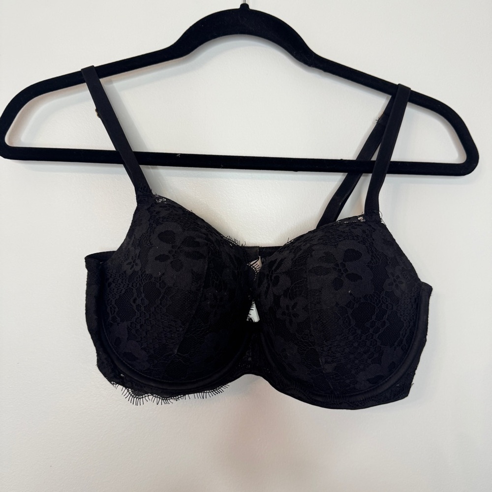 Victoria's Secret Bra Dream Angels Lined Demi Black Lace Sz 34DD